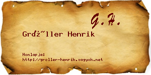 Gröller Henrik névjegykártya